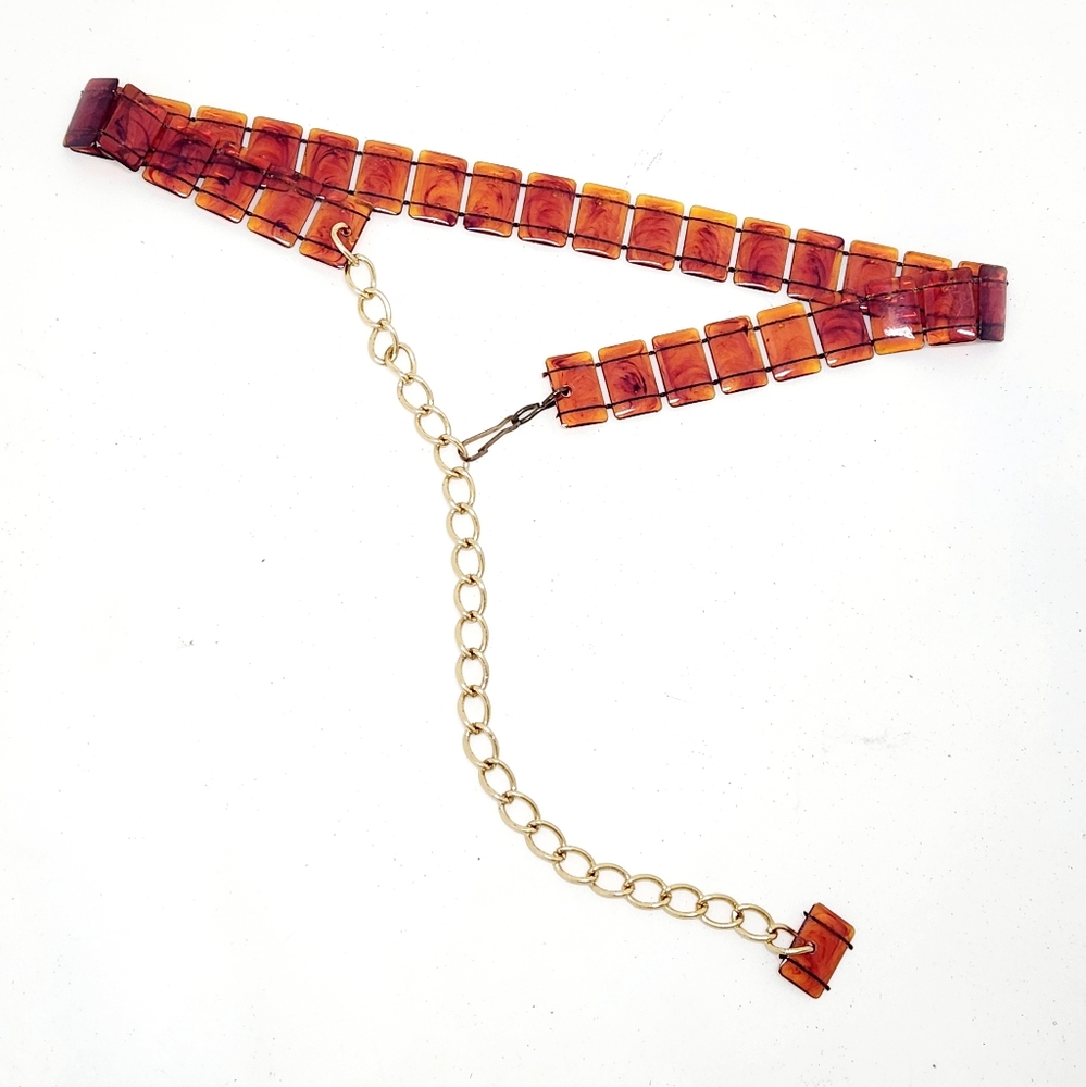 Vintage 1960s Tortoiseshell And Gold Lucite Belt